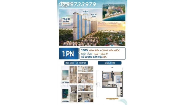Bán căn hộ cao cấp biển Vũng Tàu giá 2,8 tỷ chủ đầu tư Sun group 0799733979